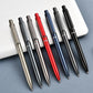 Retractable gel pens set with metallic silver, navy, and red bullet tips