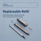 Replaceable gel pen refill set with tip components and barrel