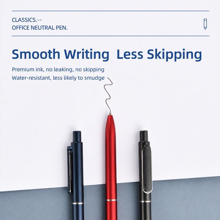 Retractable gel signature pens, red and dark ink with bullet tips
