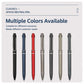 Retractable gel pens in multiple colors: black, blue, red, gray, and dark green