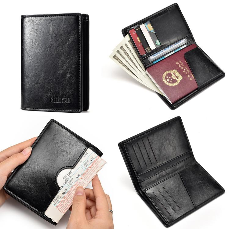 RECHRSLM PU Leather Passport Document Storage Card Bag