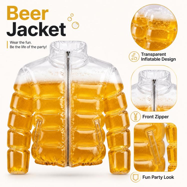 Transparent Beer-Filled Jacket for Pools, Beer Jacket, Beer Vest, Beer Guitar