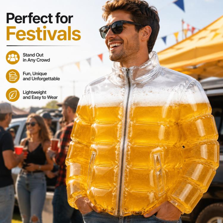 Transparent Beer-Filled Jacket for Pools, Beer Jacket, Beer Vest, Beer Guitar