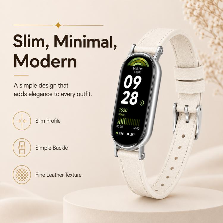 xDfind Litchi Texture Loop Buckle Vegan Leather Watch Band, For Xiaomi Smart Band 11 / 10 / 9 / 8