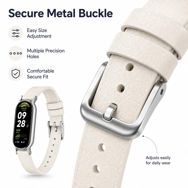 xDfind Litchi Texture Loop Buckle Vegan Leather Watch Band, For Xiaomi Smart Band 11 / 10 / 9 / 8