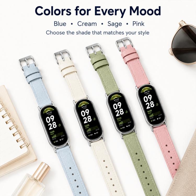 xDfind Litchi Texture Loop Buckle Vegan Leather Watch Band, For Xiaomi Smart Band 11 / 10 / 9 / 8
