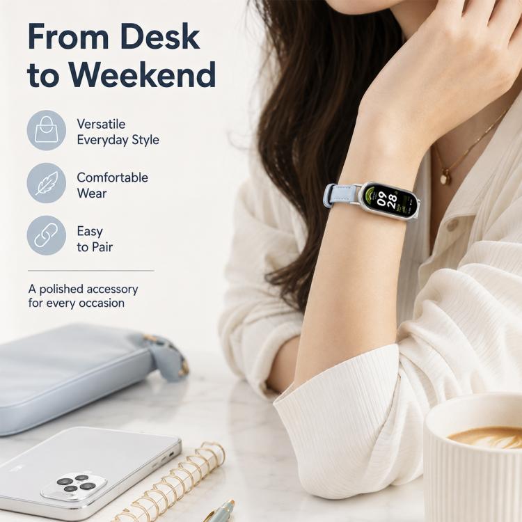 xDfind Litchi Texture Loop Buckle Vegan Leather Watch Band, For Xiaomi Smart Band 11 / 10 / 9 / 8