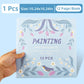 Kids painting coloring book cover with pastel bird-and-flower border, Painting text, 12 pieces