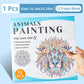 Kids animals painting coloring book cover with colorful lion mandala art, 12 pieces