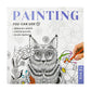 Owl painting coloring page in a book, hand holding a colored pencil