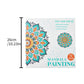 Mandala painting coloring book cover showing 26 cm size and 12 pcs teal floral mandala
