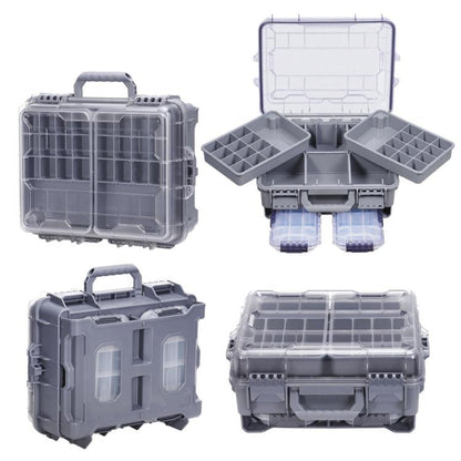 Large Portable Handheld Lure Fishing Tackle Box Waterproof Dual-Layer Multi Grids Container