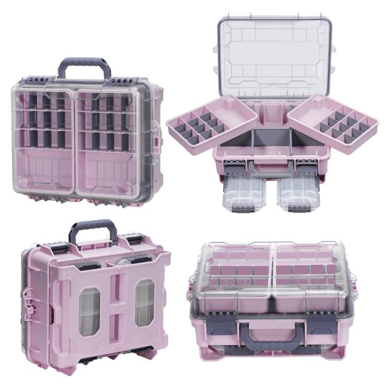 Large Portable Handheld Lure Fishing Tackle Box Waterproof Dual-Layer Multi Grids Container