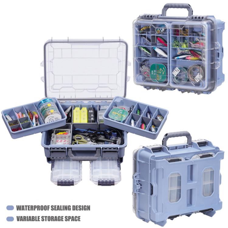 Large Portable Handheld Lure Fishing Tackle Box Waterproof Dual-Layer Multi Grids Container