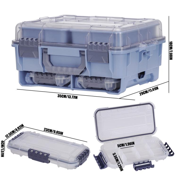 Large Portable Handheld Lure Fishing Tackle Box Waterproof Dual-Layer Multi Grids Container