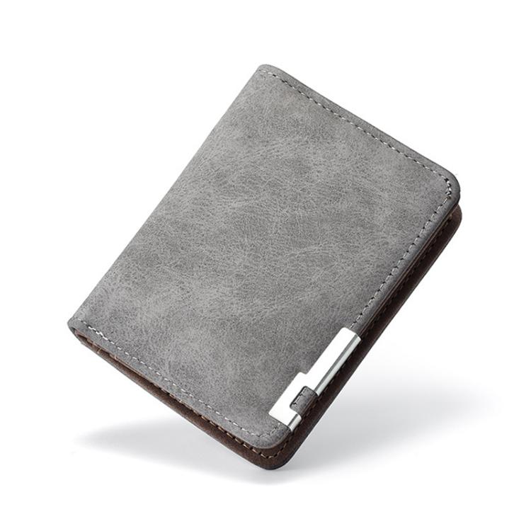 Retro Men Frosted PU Leather Short Wallet Card Bag