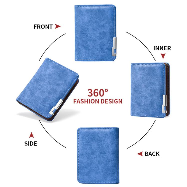 Retro Men Frosted PU Leather Short Wallet Card Bag