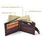 Leather bi-fold wallet interior with card slots and note compartments, zipper side.