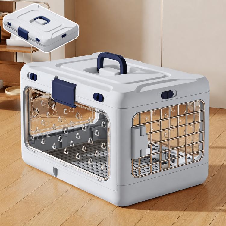 Portable Foldable Pet Carrier Crate with Ventilated Mesh