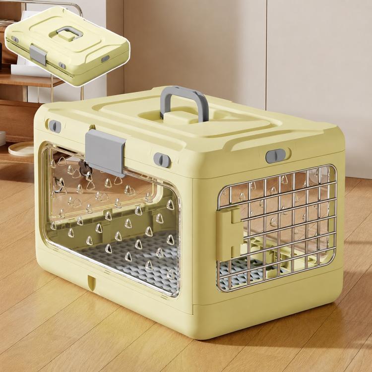 Portable Foldable Pet Carrier Crate with Ventilated Mesh