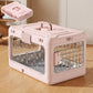Portable Foldable Pet Carrier Crate with Ventilated Mesh