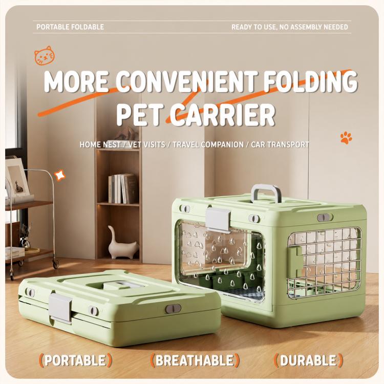 Portable Foldable Pet Carrier Crate with Ventilated Mesh