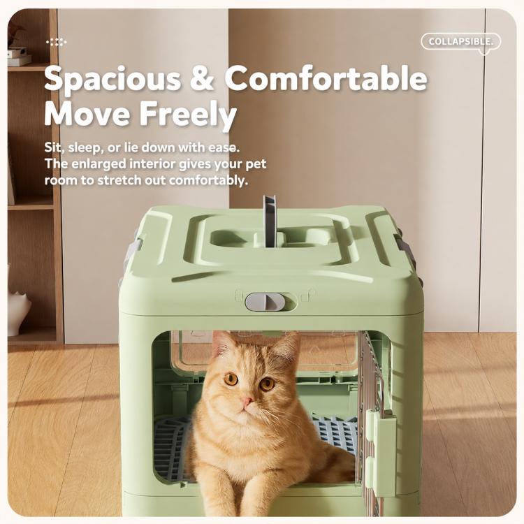 Portable Foldable Pet Carrier Crate with Ventilated Mesh