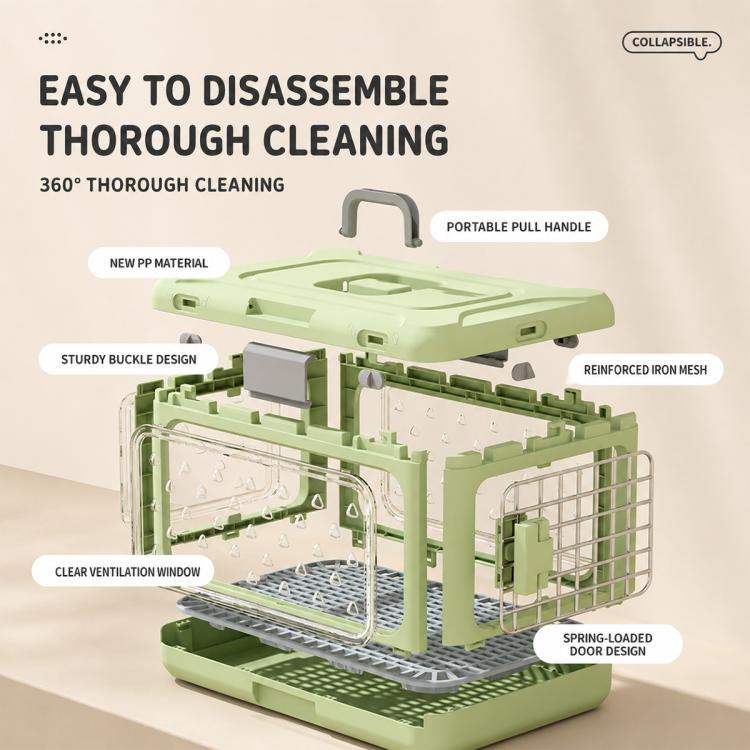 Portable Foldable Pet Carrier Crate with Ventilated Mesh