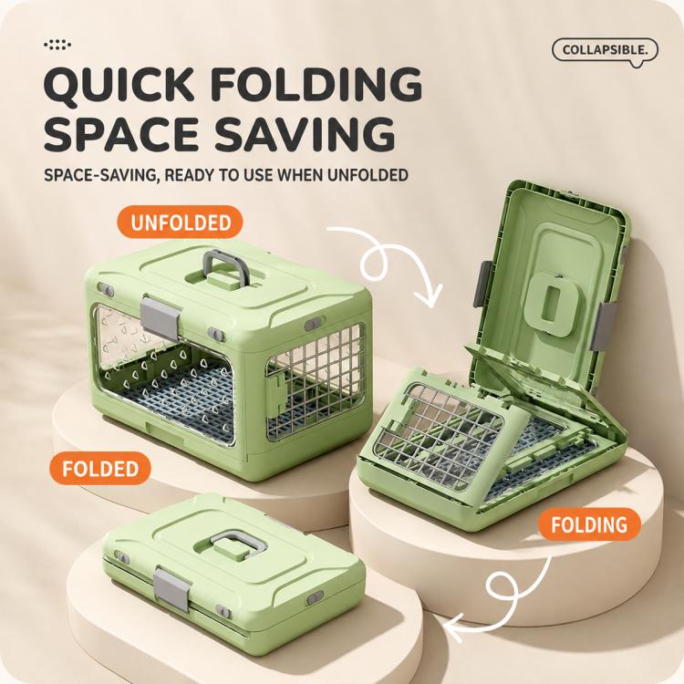 Portable Foldable Pet Carrier Crate with Ventilated Mesh
