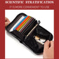 Black zipper card coin wallet open view with card slots and coin compartment.
