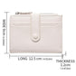 White compact card wallet with zip coin pouch, multiple card slots, and wrist strap
