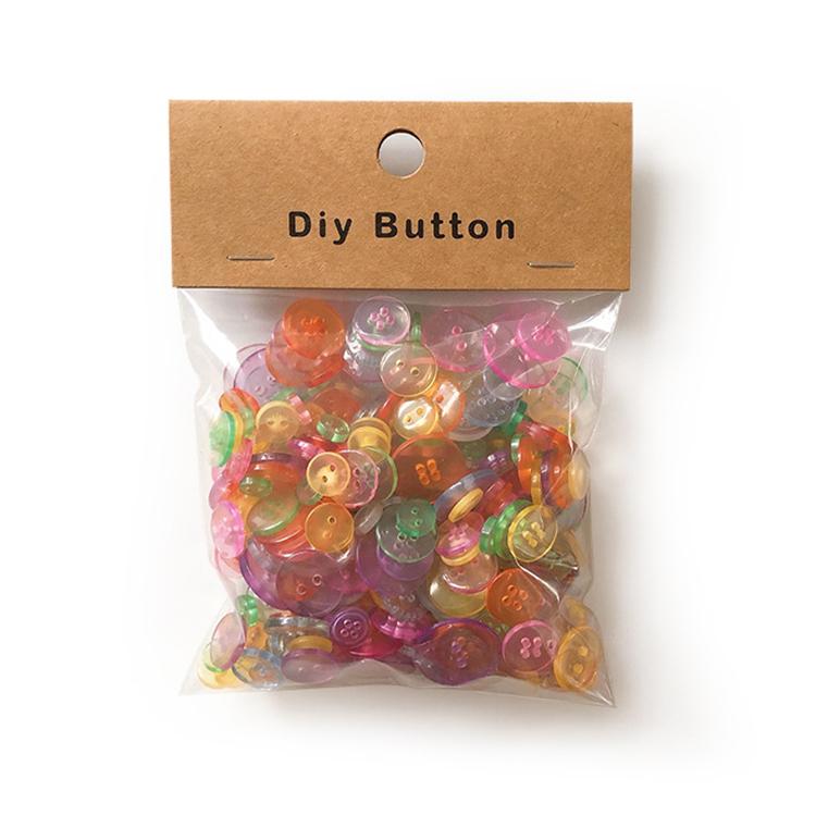 Round resin DIY buttons, translucent multicolor mix in sealed bag