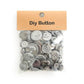 Pack of round resin buttons, gray and white mixed sizes with 2-4 holes, in clear bag