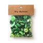 Pack of round resin buttons, green mixed sizes with 2-4 holes, in clear bag