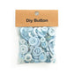 Pack of light blue round resin craft buttons in a clear plastic bag