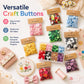 Assorted round resin craft buttons in small color packs for sewing and home projects