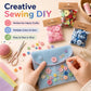 Creative sewing DIY buttons kit with mixed round resin buttons and a felt pouch
