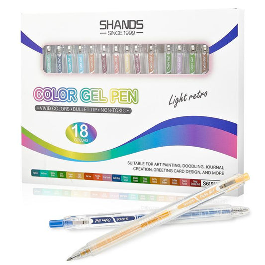 SHANDS Retractable Colored Gel Pens Quick Dry Fine Point Pens for Journal Drawing, 18 PCS/Set Retro Color, 9 PCS/Set Sweet Tone, 9 PCS/Set Salt Tone, 9 PCS/Set Vintage Tone, 9 PCS/Set Nordic Tone