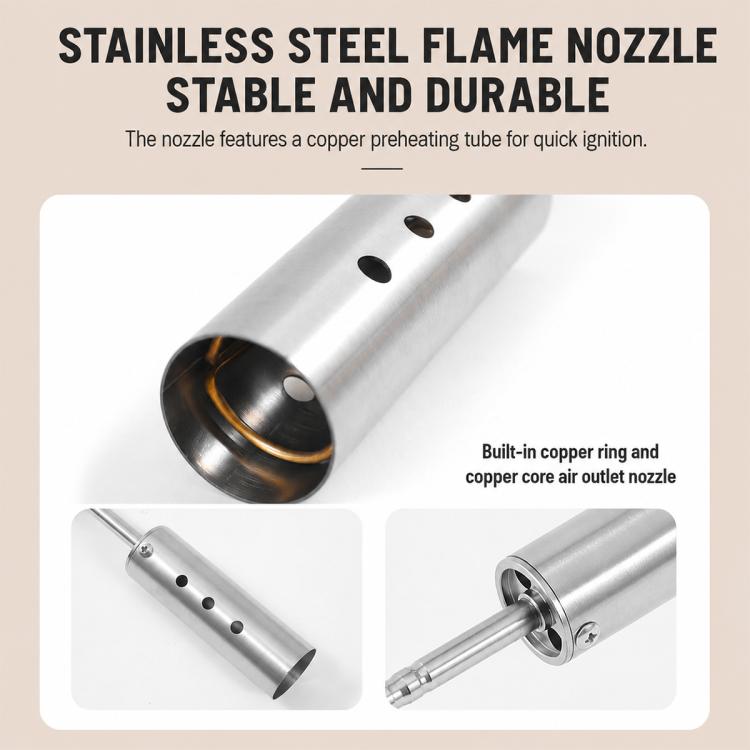 Stainless steel flame nozzle with built-in copper ring and air outlet