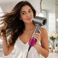 Rose red outer filter mesh cover on hair dryer nozzle with dense vent holes