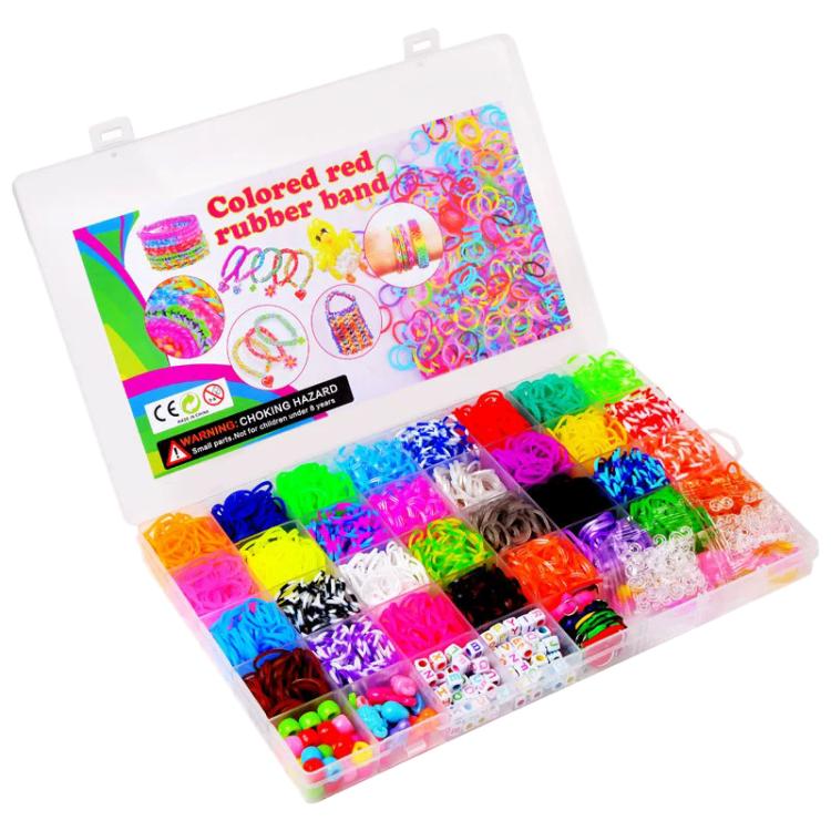 2500 PCS/Box 40-grid Rainbow Rubber Bands DIY Craft Bracelet Making Kit, 2500 PCS/Box 40-grid