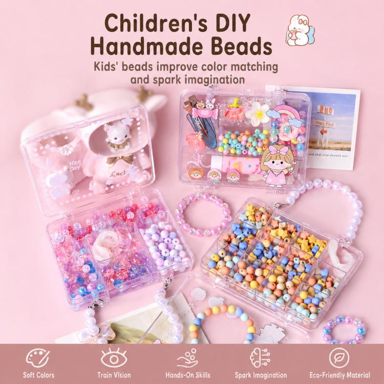 Children's bead jewelry kit assortment with multiple bracelet-making bead boxes