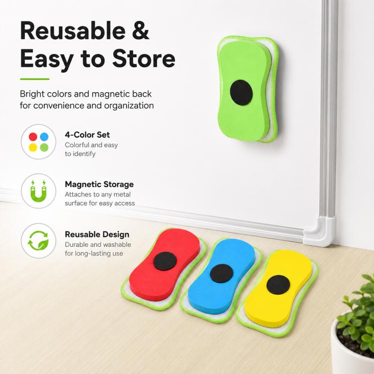 4 PCS/Pack Removable Water-Soluble Chalk Magnetic Eraser
