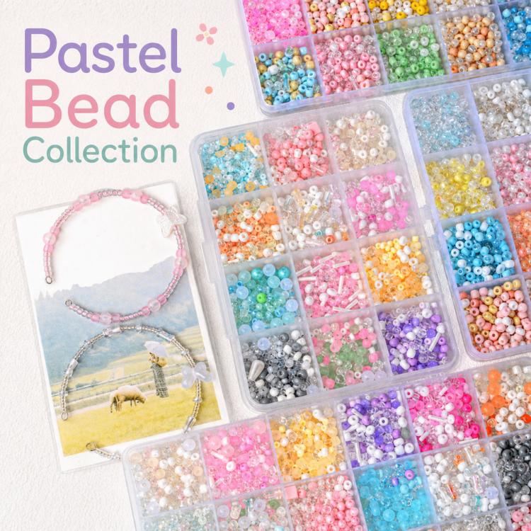 Children DIY Mixed-Color Beaded Bracelet Kit Random Color Delivery, 9-grid, 12-grid, 24-grid