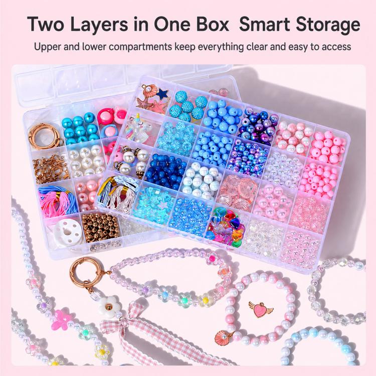 24-grid Double-layer Children DIY Beaded Bracelet Kit, 24-grid Double-layer