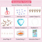 Children's beaded bracelet kit accessories: scissors, clasps, headband, string, and jump rings