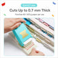 Turquoise index tab puncher with hand inserting paper into the punch slot