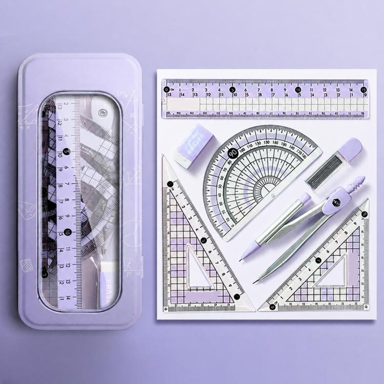 8PCS / Set Anti-myopia Compass and Ruler Set For Students