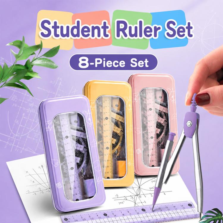 8PCS / Set Anti-myopia Compass and Ruler Set For Students