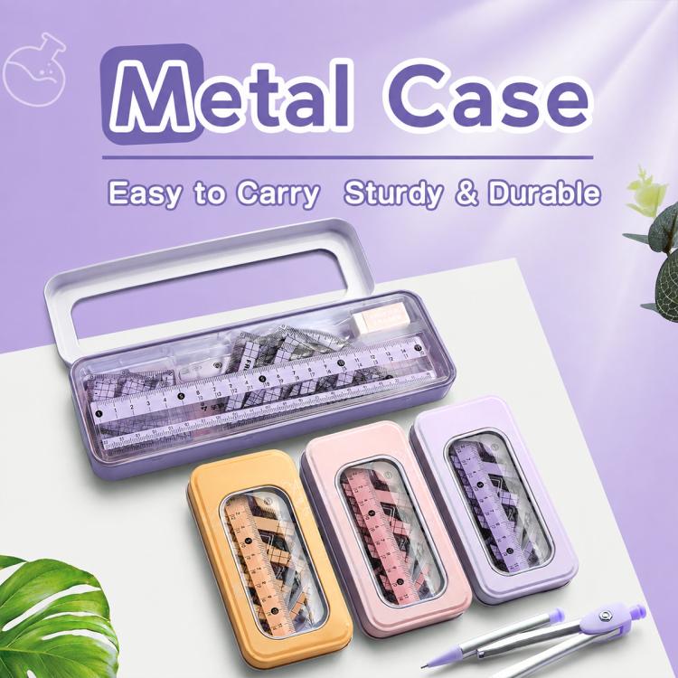 8PCS / Set Anti-myopia Compass and Ruler Set For Students